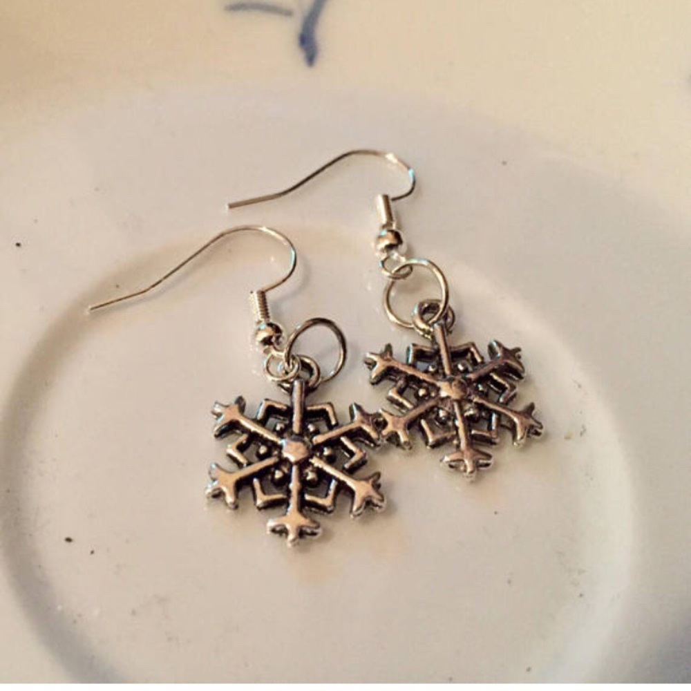 Nickel-Free Silver Plated Snowflake Earrings